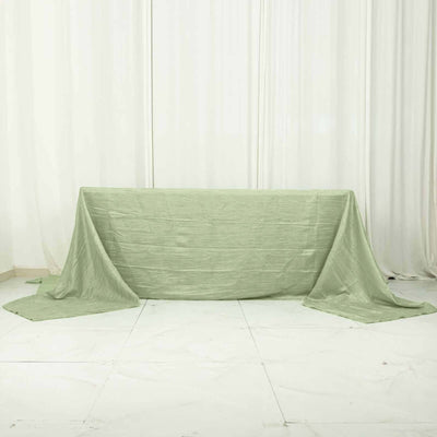 Taffeta Rectangle Tablecloth 90"x156" Sage Green with Accordion Crinkle Design - Seamless Finish