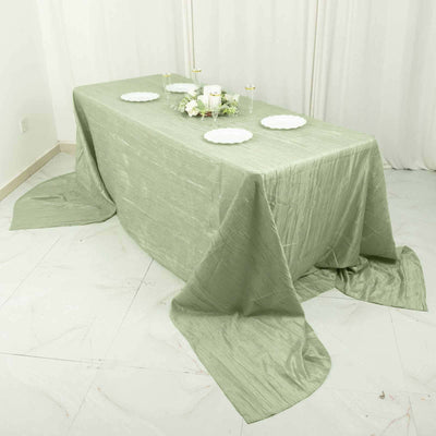 Taffeta Rectangle Tablecloth 90"x156" Sage Green with Accordion Crinkle Design - Seamless Finish