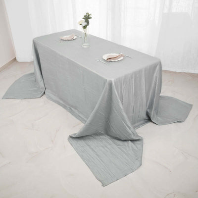 Taffeta Rectangle Tablecloth 90"x156" Silver with Accordion Crinkle Design - Seamless Finish