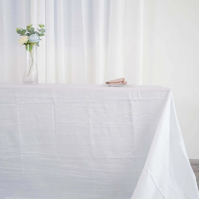 Taffeta Rectangle Tablecloth 90"x156" White with Accordion Crinkle Design - Seamless Finish for Upscale Occasions