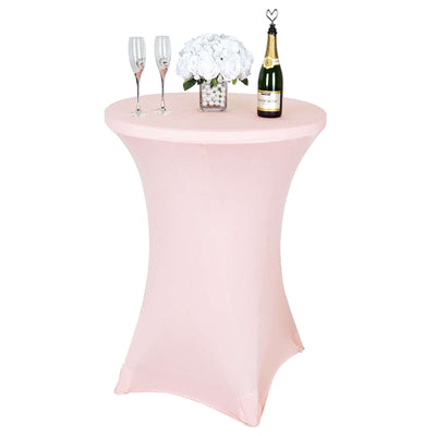 Spandex Round Cocktail Table Cover 30" Blush for High Top Tables - Easy to Maintain Stretch Fitted Highboy Tablecloth