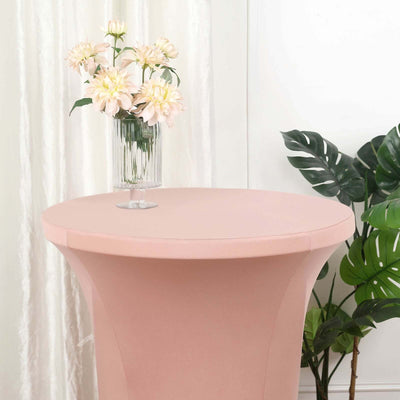 Spandex Round Cocktail Table Cover 30" Dusty Rose for High Top Tables - Easy to Maintain Stretch Fitted Highboy Tablecloth