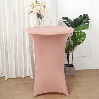 Spandex Round Cocktail Table Cover 30" Dusty Rose for High Top Tables - Easy to Maintain Stretch Fitted Highboy Tablecloth