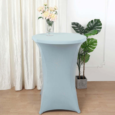 Spandex Round Cocktail Table Cover 30" Dusty Blue for High Top Tables - Easy to Maintain Stretch Fitted Highboy Tablecloth