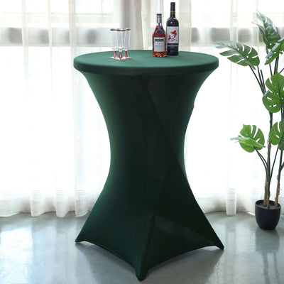 Spandex Round Cocktail Table Cover 30" Hunter Emerald Green for High Top Tables - Easy to Maintain Stretch Fitted Highboy Tablecloth