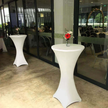 Elegant Ivory Cocktail Spandex Table Cover