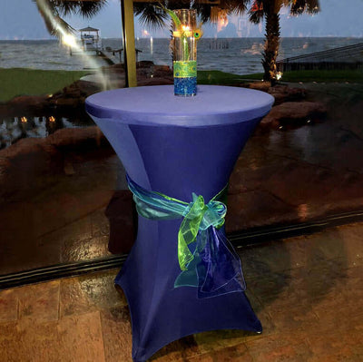 Spandex Round Cocktail Table Cover 30" Navy Blue for High Top Tables - Easy to Maintain Stretch Fitted Highboy Tablecloth