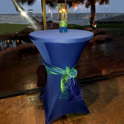 Spandex Round Cocktail Table Cover 30" Royal Blue for High Top Tables - Easy to Maintain Stretch Fitted Highboy Tablecloth