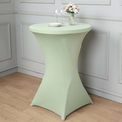 Spandex Round Cocktail Table Cover 30" Sage Green for High Top Tables - Easy to Maintain Stretch Fitted Highboy Tablecloth