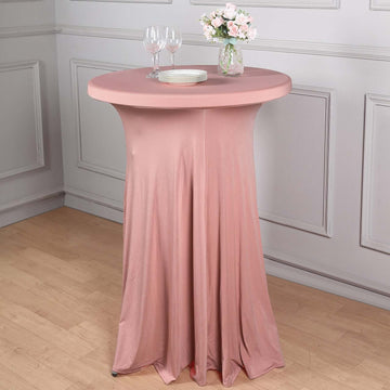 Dusty Rose Round Heavy Duty Spandex Cocktail Table Cover