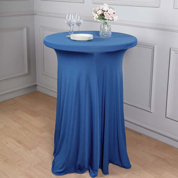 Elevate Your Event Decor with the Royal Blue Round Heavy Duty Spandex Cocktail Table Cover