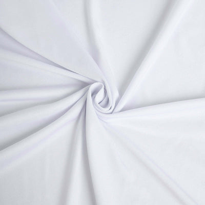 Spandex Round Cocktail Table Cover Skirt 30" White With Natural Wavy Drapes