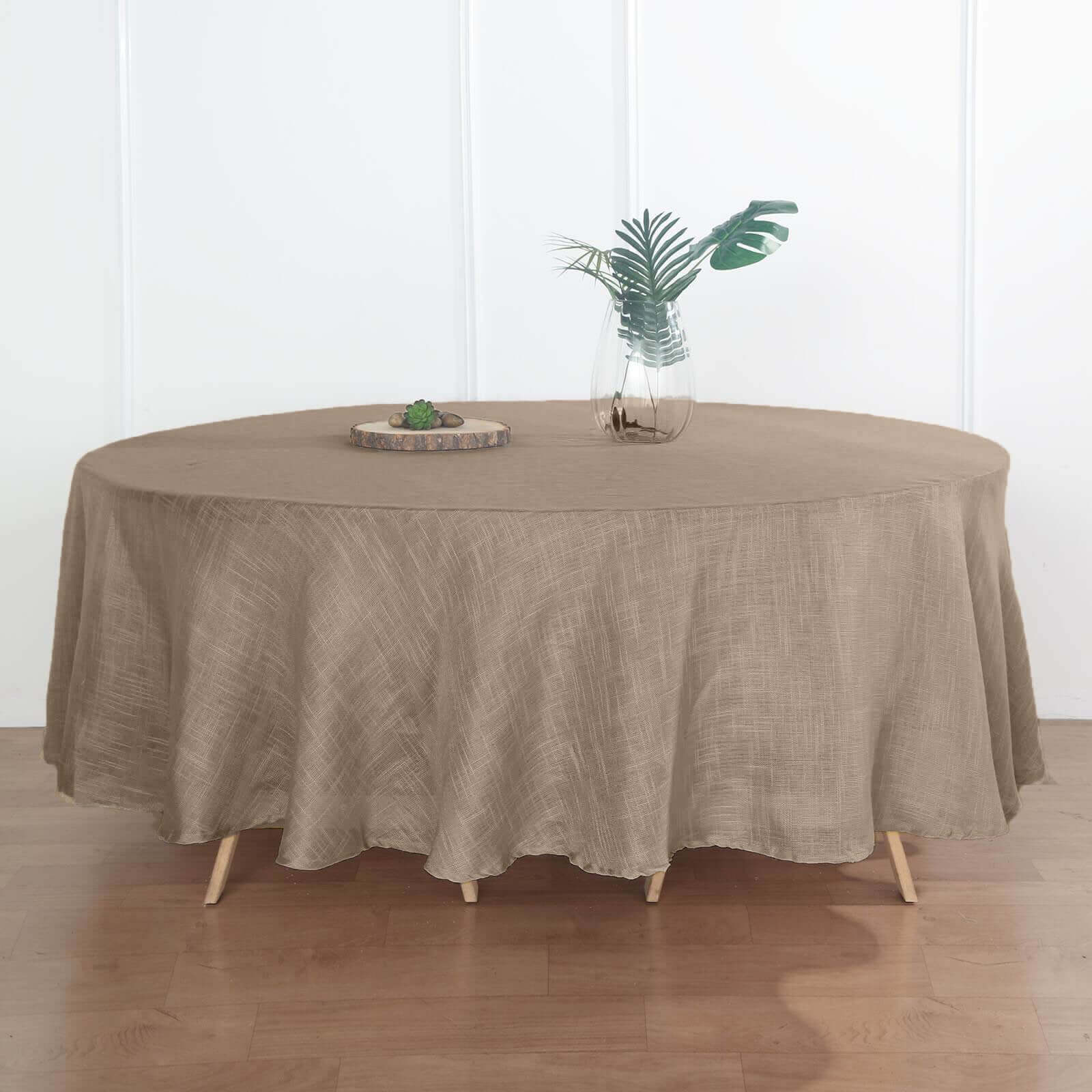 108 In Taupe Round Linen Tablecloth | eFavormart.com