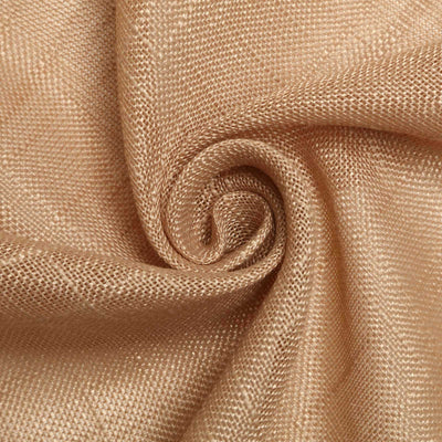 Faux Linen Round Tablecloth 120" Natural with Slubby Textured - Wrinkle Resistant & Seamless Table Cover
