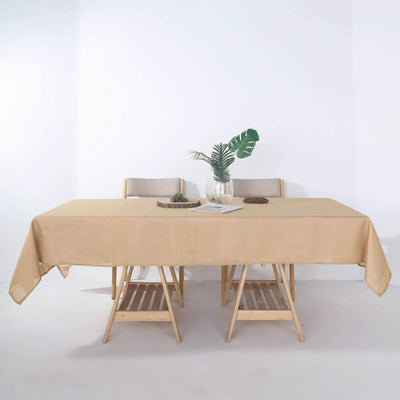 Faux Linen Rectangular Tablecloth 60"x102" Natural - Slubby Textured & Wrinkle Resistant Table Cover