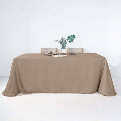Faux Linen Rectangular Tablecloth 90"x132" Taupe with Slubby Textured - Wrinkle Resistant & Seamless Table Cover