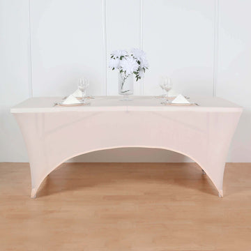 Blush Spandex Stretch Fitted Rectangular Tablecloth 72"x30"