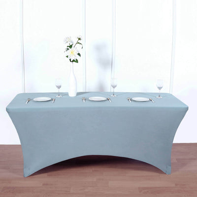 Stretch Spandex Rectangle Tablecloth 6ft Dusty Blue - Wrinkle Free Fitted Table Cover