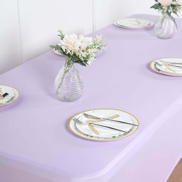 Lavender Lilac Spandex Stretch Fitted Rectangular Tablecloth 6ft