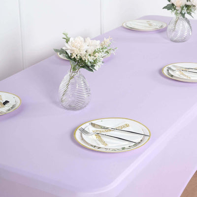 Stretch Spandex Rectangle Tablecloth 6ft Lavender Lilac - Wrinkle Free Fitted Table Cover