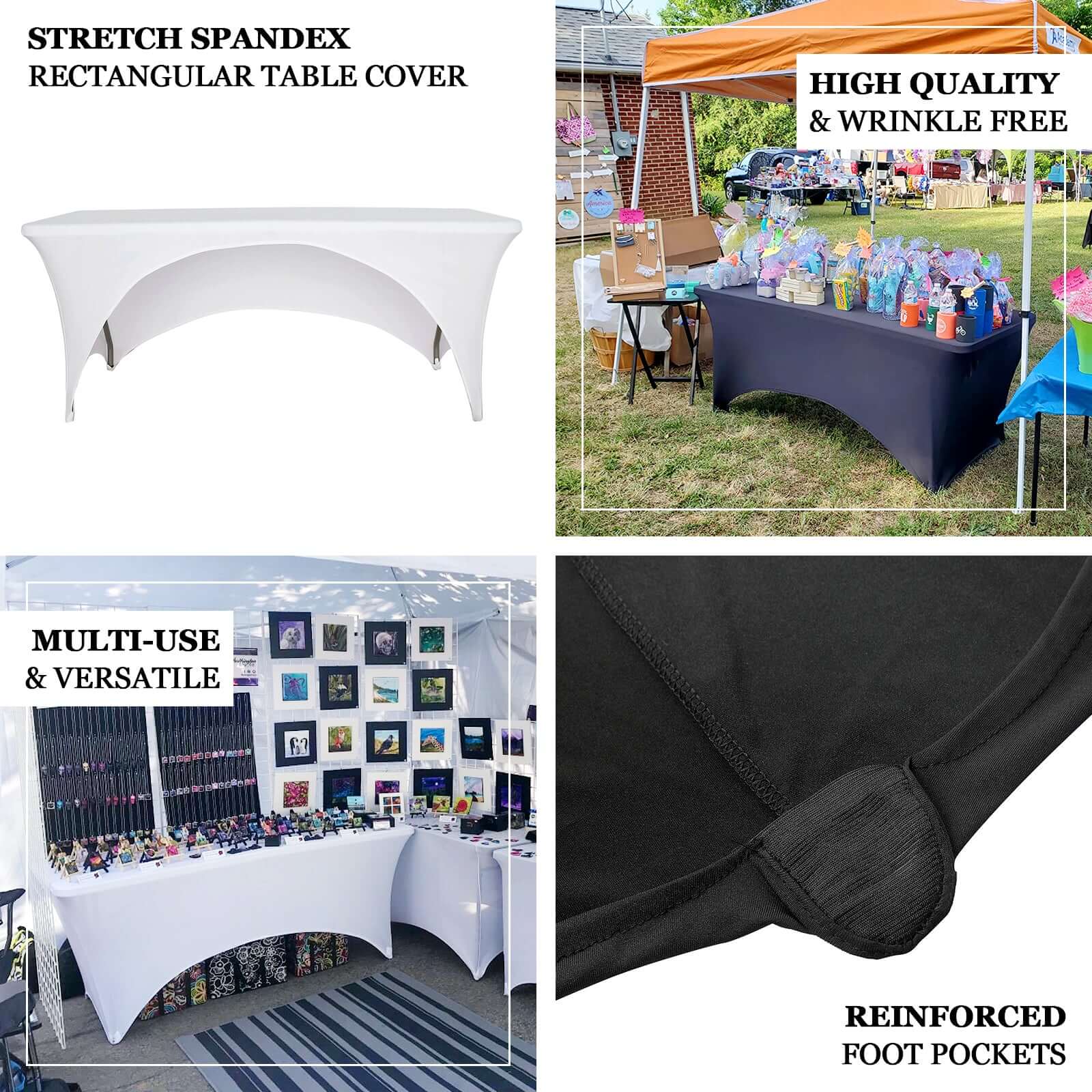 6ft Black Spandex Table Cover | EFavormart.com