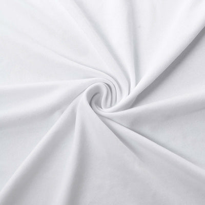 Stretch Spandex Rectangular Table Cover 72"x30" White - Curved Open Back Design, Easy to Install Snug Fit Tablecloth for Upscale Functions, Tradeshows & Exhibitions