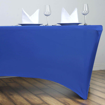 Stretch Spandex Rectangle Tablecloth 6ft Royal Blue - Wrinkle Free Fitted Table Cover