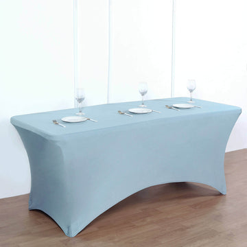 Elevate Your Event with the Dusty Blue Rectangular Stretch Spandex Tablecloth