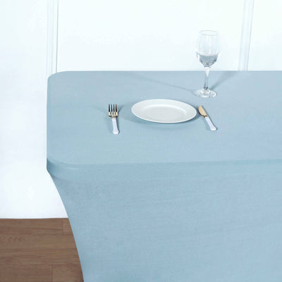 Stretch Spandex Rectangle Fitted Table Cover 96"x30" Dusty Blue - Wrinkle Free Form-Fitting Tablecloth