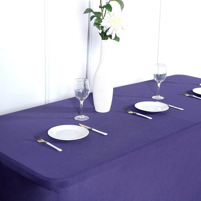 Stretch Spandex Rectangle Fitted Table Cover 96"x30" Purple - Wrinkle Free Form-Fitting Tablecloth
