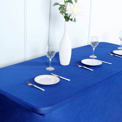Stretch Spandex Rectangle Fitted Table Cover 96"x30" Royal Blue - Wrinkle Free Form-Fitting Tablecloth