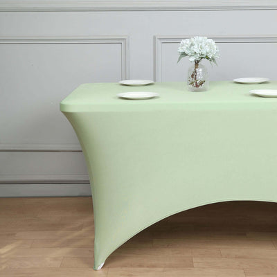 Stretch Spandex Rectangle Fitted Table Cover 96"x30" Sage Green - Wrinkle Free Form-Fitting Tablecloth