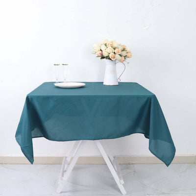Polyester Square Tablecloth 54"x54" Peacock Teal - Wrinkle-Resistant Table Cover