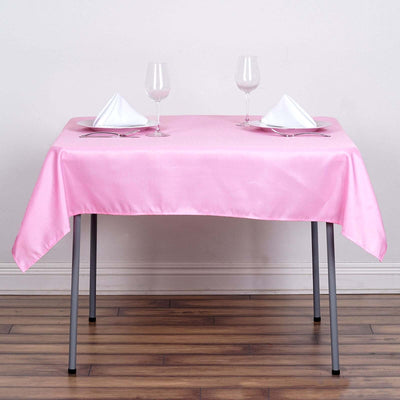 Polyester Square Tablecloth 54"x54" Pink - Wrinkle-Resistant Table Cover