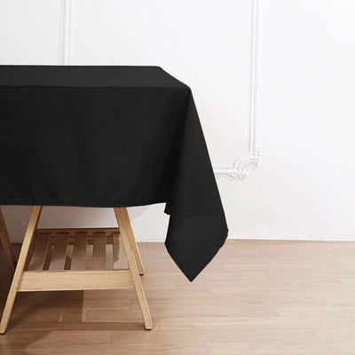 Premium Polyester Square Tablecloth 70"x70" Black - Wrinkle-Resistant 220GSM Table Cover for Stylish Event Decor