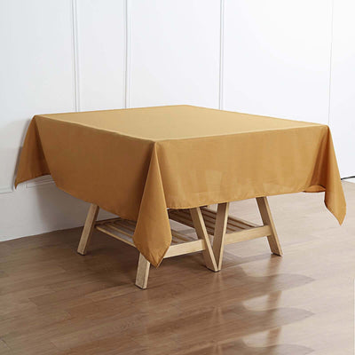 Polyester Square Tablecloth 70"x70" Gold - Wrinkle-Resistant Table Cover for Stylish Events