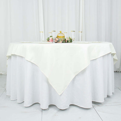 Premium Polyester Square Table Overlay 70"x70" Ivory - 220GSM Wrinkle-Resistant Table Topper