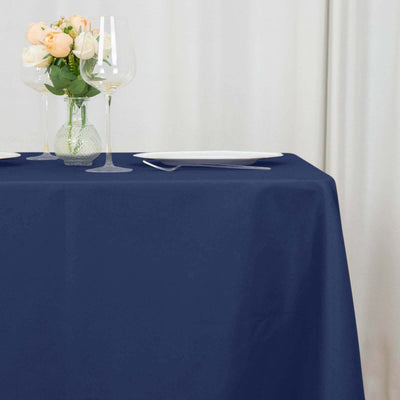 Premium Polyester Square Table Overlay 70"x70" Navy Blue - 220GSM Wrinkle-Resistant Table Topper