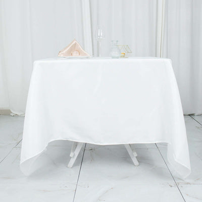 Premium Polyester Square Tablecloth 70"x70" White - Wrinkle-Resistant 220GSM Table Cover for Stylish Event Decor