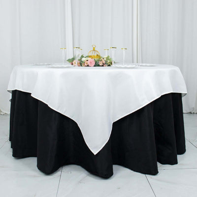 Premium Polyester Square Table Overlay 70"x70" White - 220GSM Wrinkle-Resistant Table Topper for Weddings & Parties