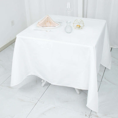 Premium Polyester Square Tablecloth 70"x70" White - Wrinkle-Resistant 220GSM Table Cover for Stylish Event Decor