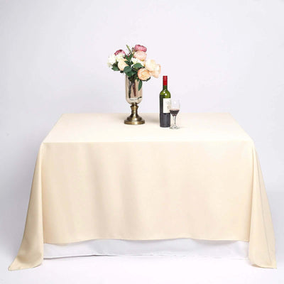 Polyester Square Tablecloth 90"x90" Beige - Wrinkle-Resistant & Durable Table Cover