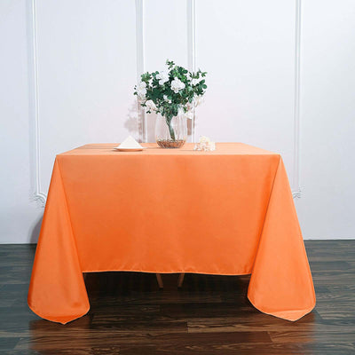 Polyester Square Tablecloth 90"x90" Orange - Wrinkle-Resistant & Durable Table Cover
