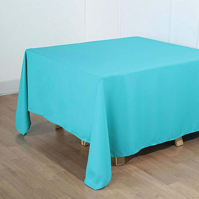 Polyester Square Tablecloth 90"x90" Turquoise - Wrinkle-Resistant & Durable Table Cover