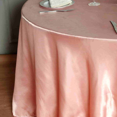 Satin Round Tablecloth 108" Dusty Rose - Smooth & Durable Table Cover