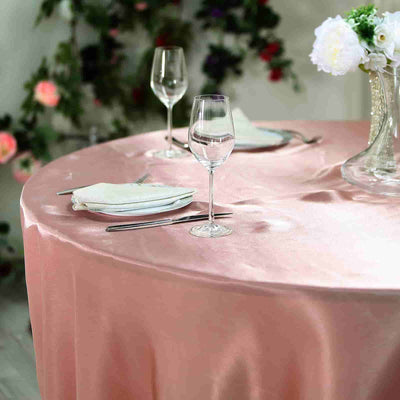 Satin Round Tablecloth 108" Dusty Rose - Smooth & Durable Table Cover