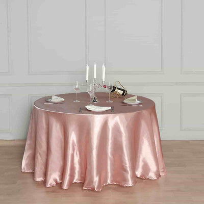 Satin Round Tablecloth 108" Dusty Rose - Smooth & Durable Table Cover
