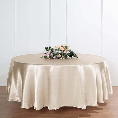 Satin Round Tablecloth 108" Beige - Smooth & Durable Table Cover