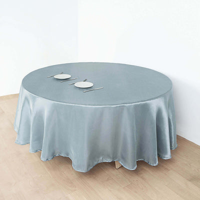 Satin Round Tablecloth 108" Dusty Blue - Smooth & Durable Table Cover