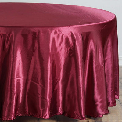 Satin Round Tablecloth 108" Burgundy - Smooth & Durable Table Cover